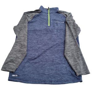 Free Country Ultimate Comfort Men's Small 1/4 Zip Pullover, Navy Gray Base Layer